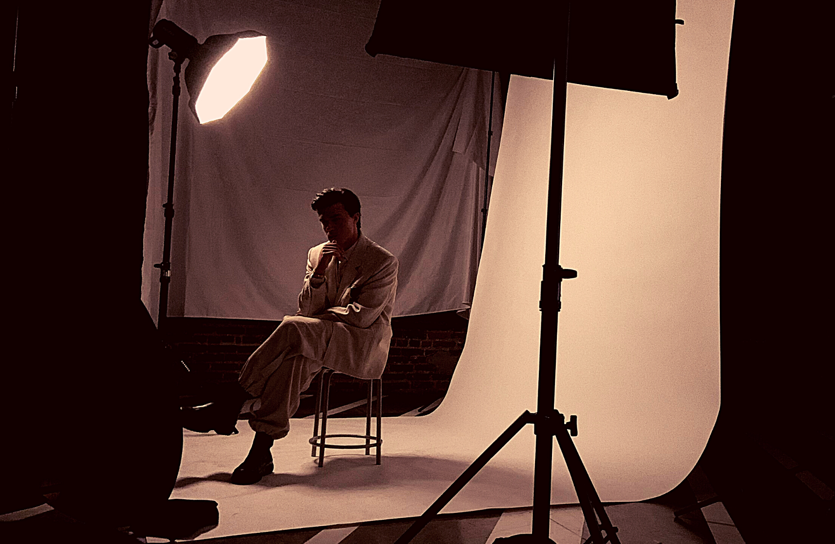 GQ Finn Whitrock Photoshoot White Suit Behind the Scenes