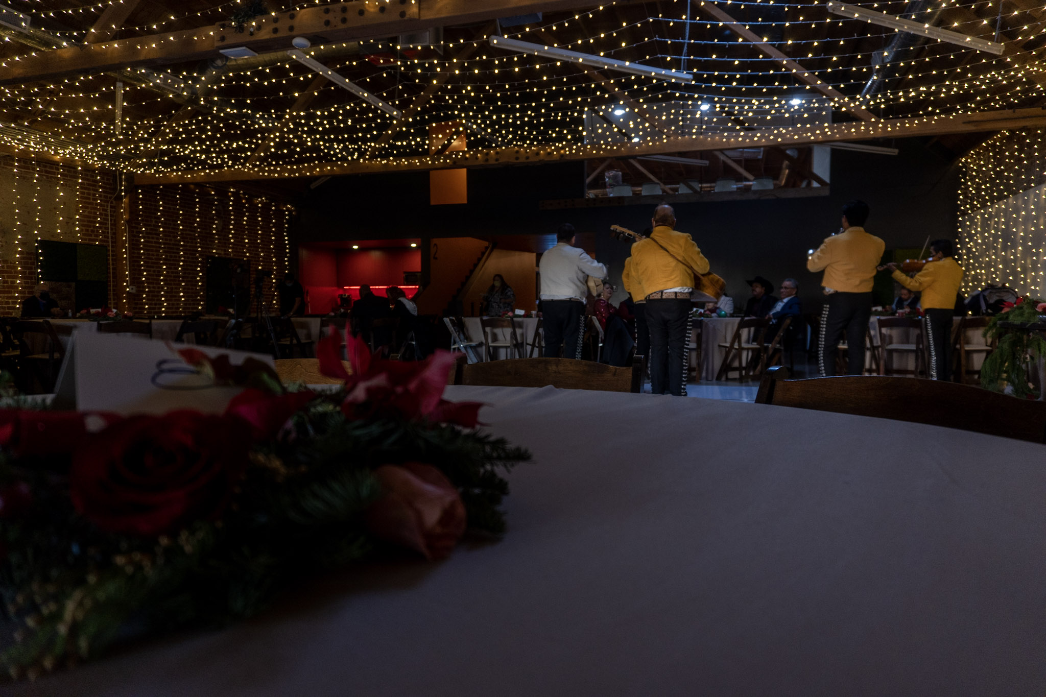 Winter Wedding Wonderland Sparkling Light Tent Mariachi Band