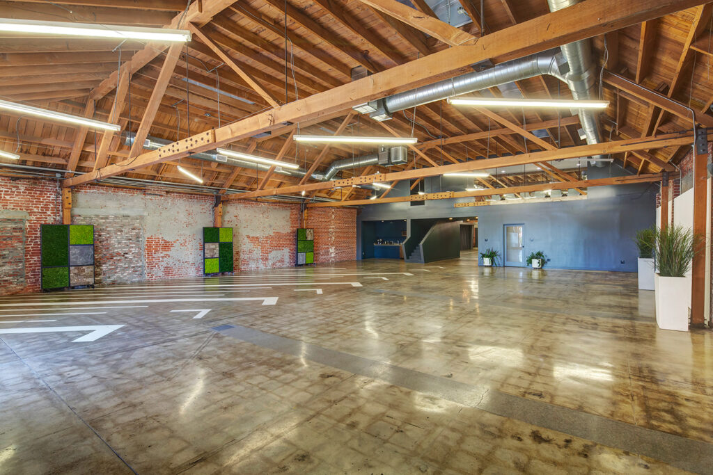 MG Studio Event Space Downtown Los Angeles Renovated Warehouse Main Front Room 11th St. Open Floor Plan