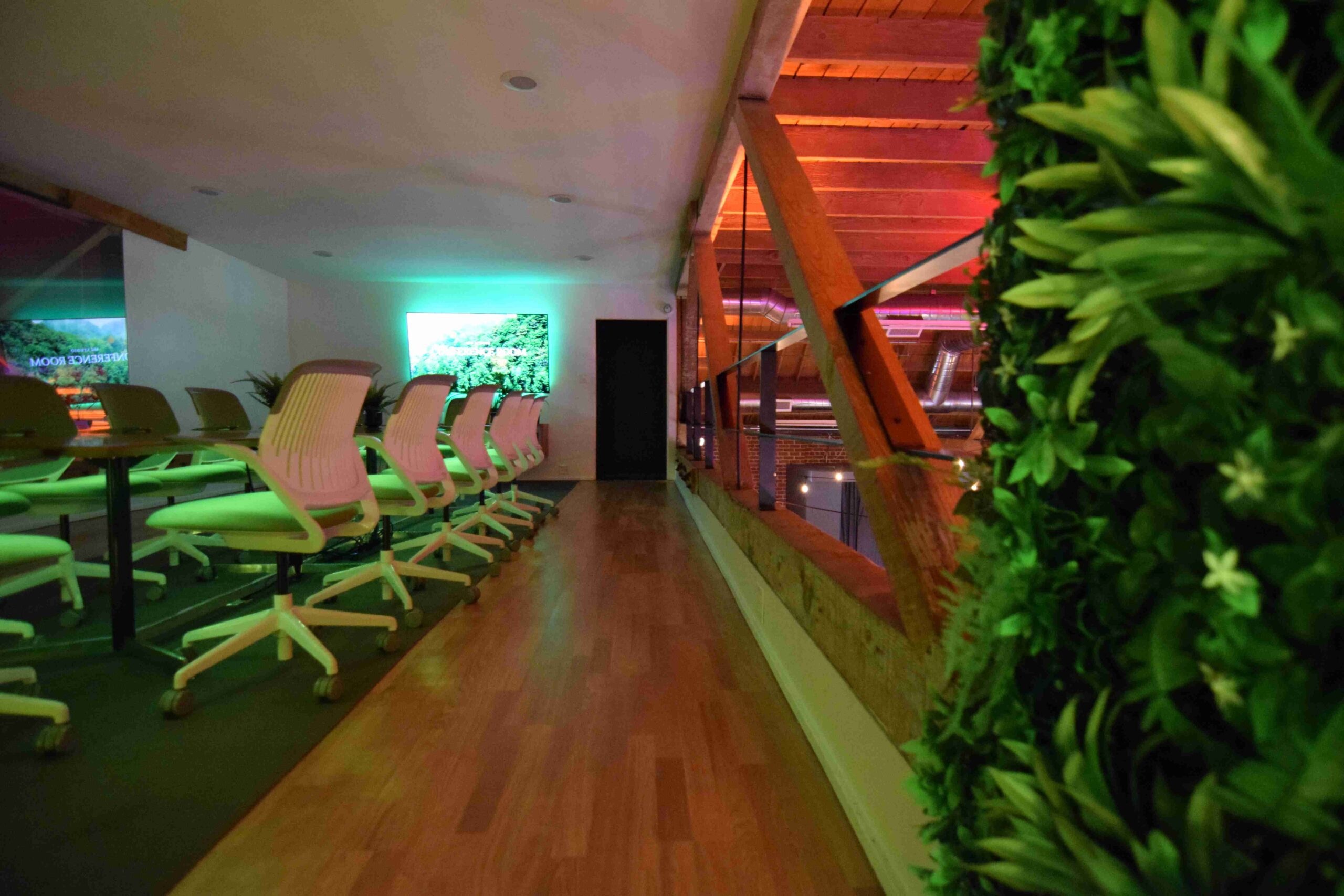 MG Studio La Dolce Vita - conference room - green wall special event lighting