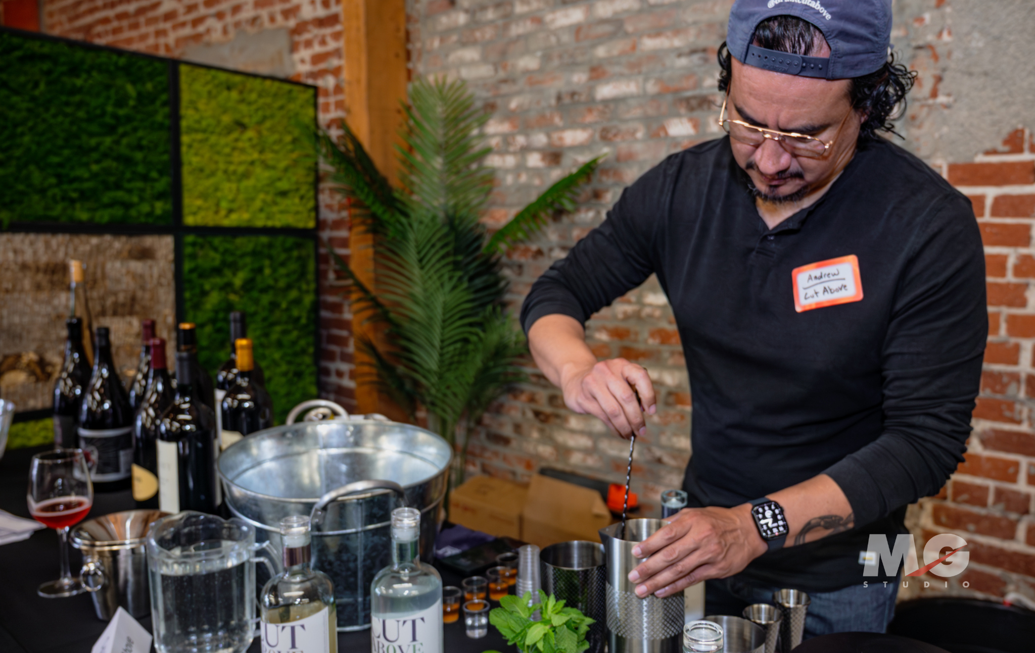 Tasting Event at MG Studio - bartender mixing drink