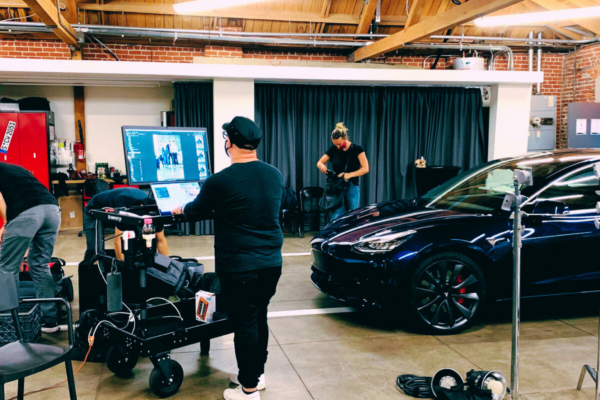 Production shoot with Tesla Model 3 at MG Studio