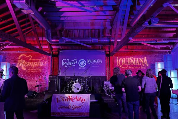 Grammy Event Louisiana and Memphis Tourism - branded gobo lights at MG Studio