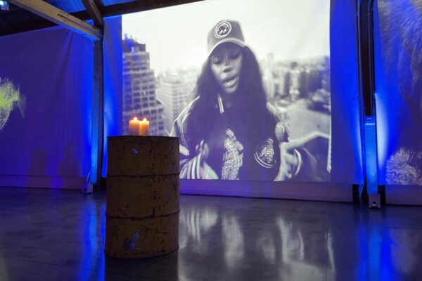 SZA Album Release Party at MG Studio projection on walls
